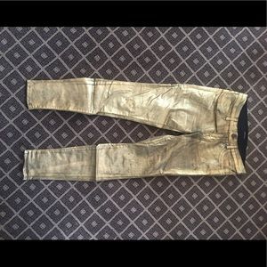 J.Brand Gold metallic skinny jeans. Super sexy.